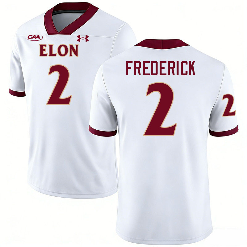 Elon Phoenix #2 Dan Frederick College Football Jerseys,Uniforms-White